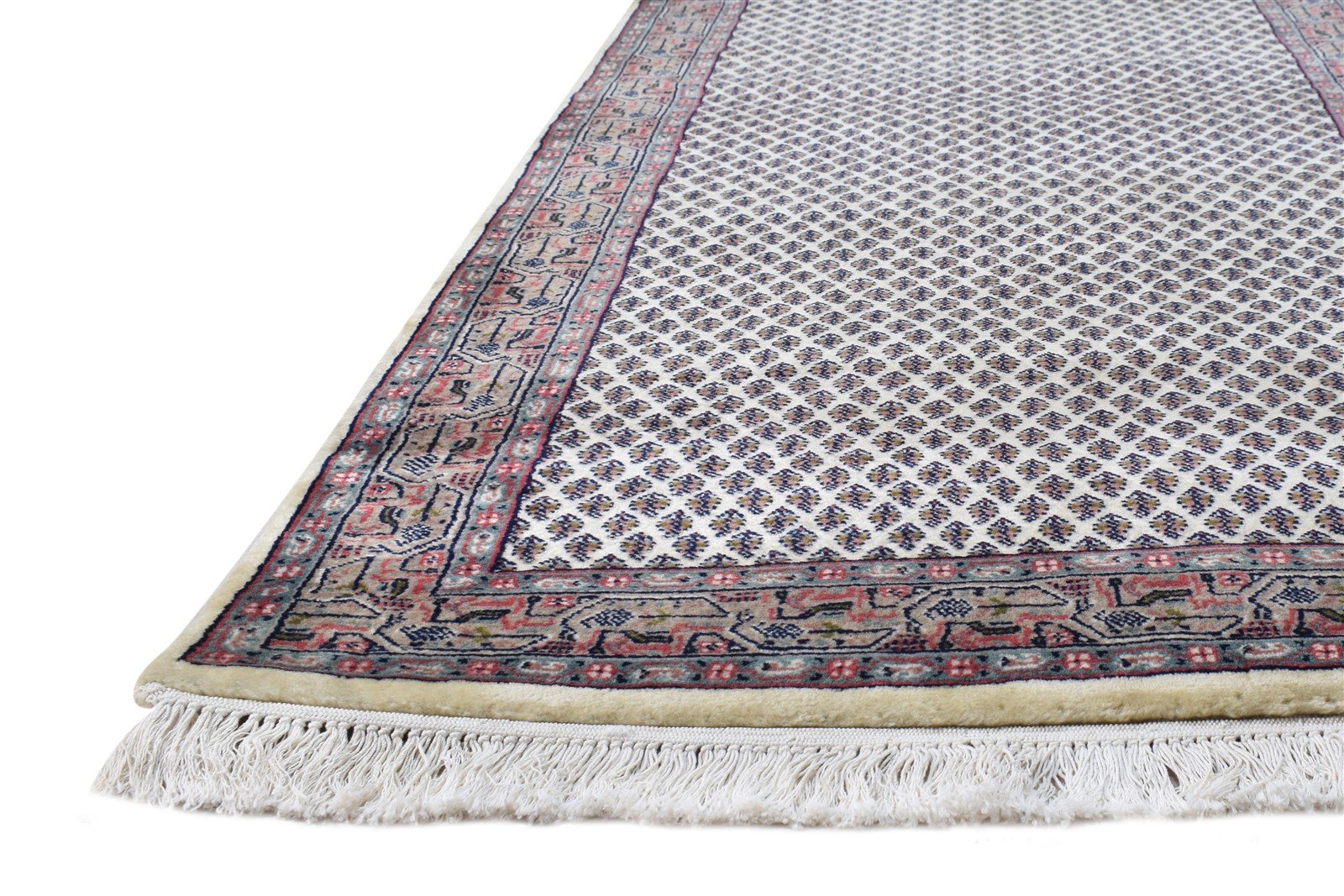 Hand Knotted Cream Wool Rug 3' X 8' Persian Qum Oriental Small Runner   7864680317077