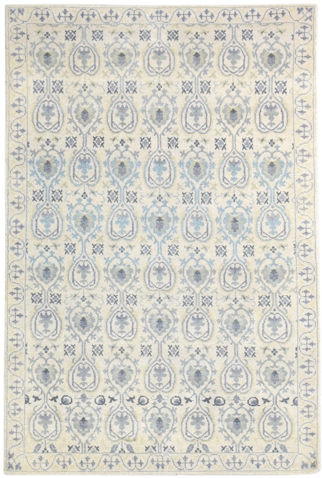 Hand Knotted Cream Wool Rug 4' X 6' Persian Kashan Oriental Room Size Carpet   7865115312277