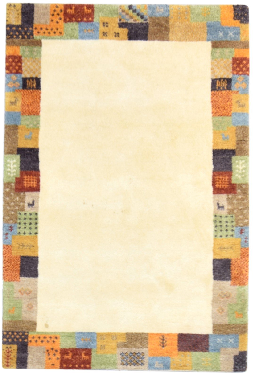 Hand Knotted Cream Wool Rug 4X6 Modern Scandinavian Bordered Room Size Carpet   7865071599765