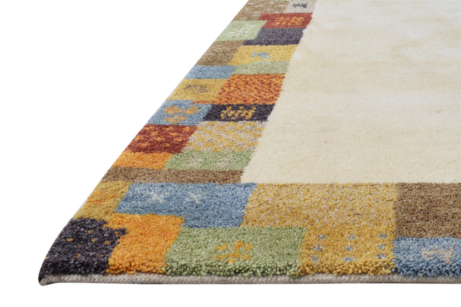 Hand Knotted Cream Wool Rug 4X6 Modern Scandinavian Bordered Room Size Carpet   7865071599765