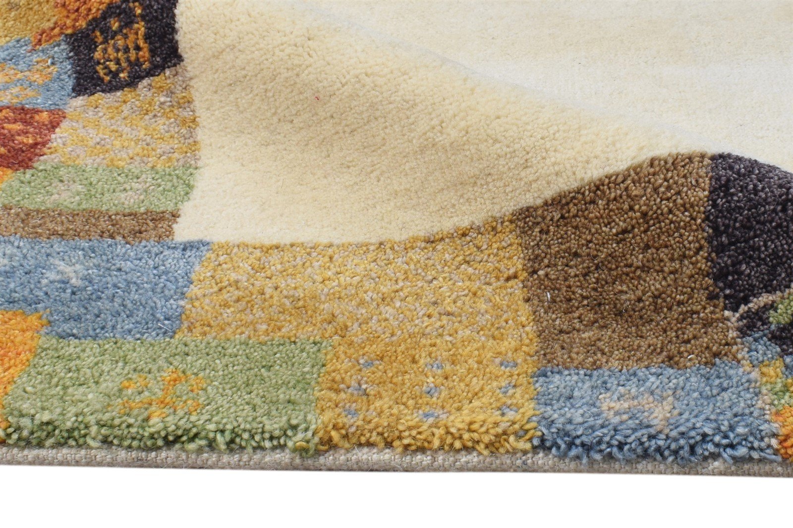 Hand Knotted Cream Wool Rug 4X6 Modern Scandinavian Bordered Room Size Carpet   7865071599765