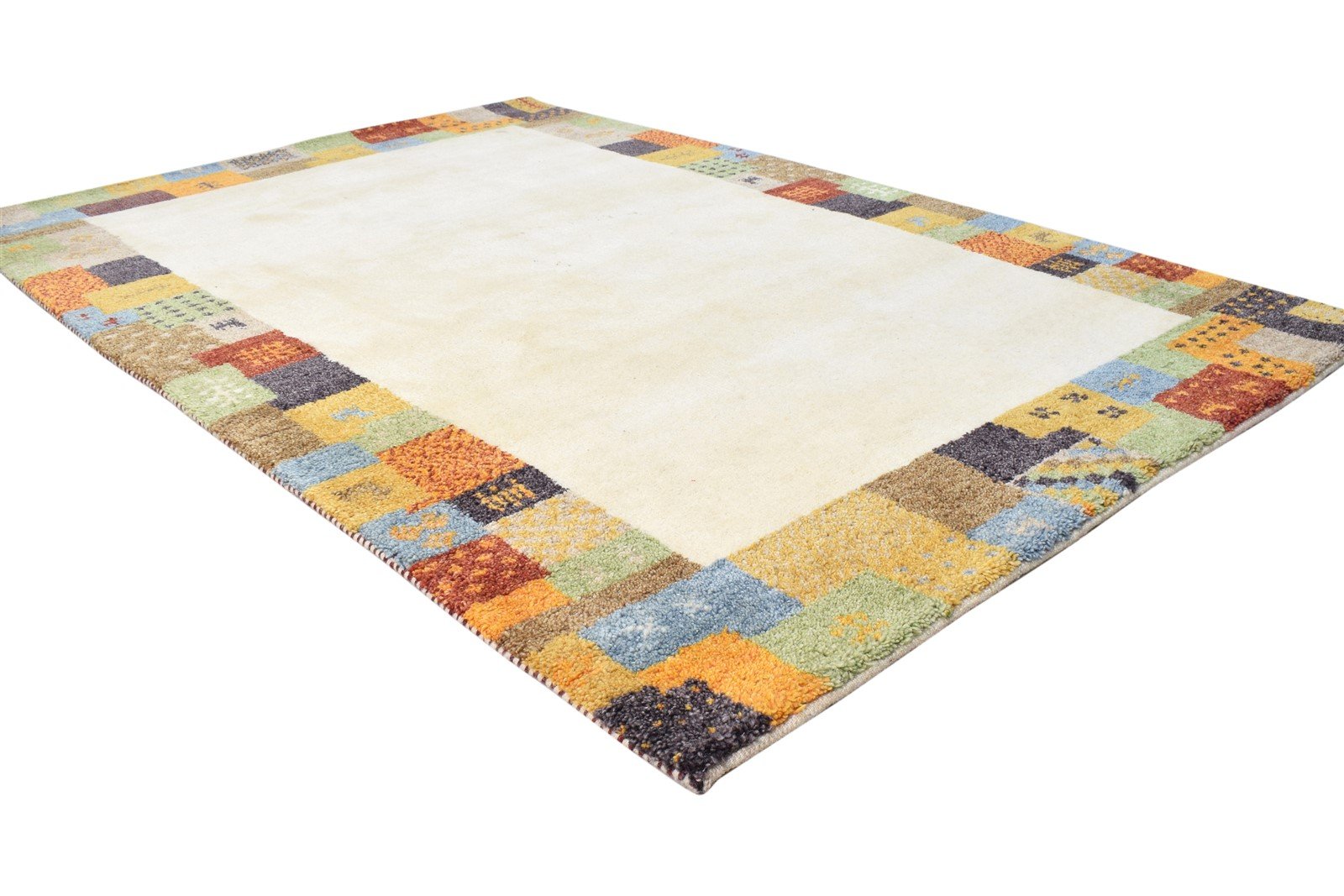 Hand Knotted Cream Wool Rug 4X6 Modern Scandinavian Bordered Room Size Carpet   7865071599765