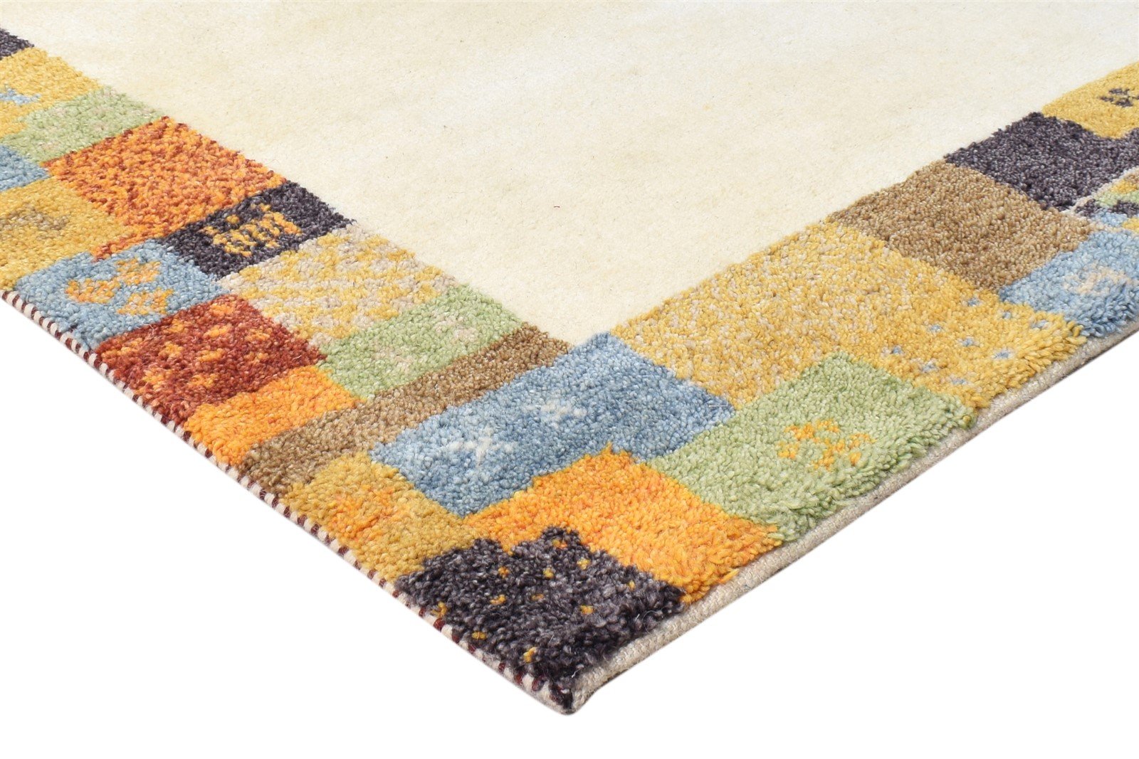Hand Knotted Cream Wool Rug 4X6 Modern Scandinavian Bordered Room Size Carpet   7865071599765