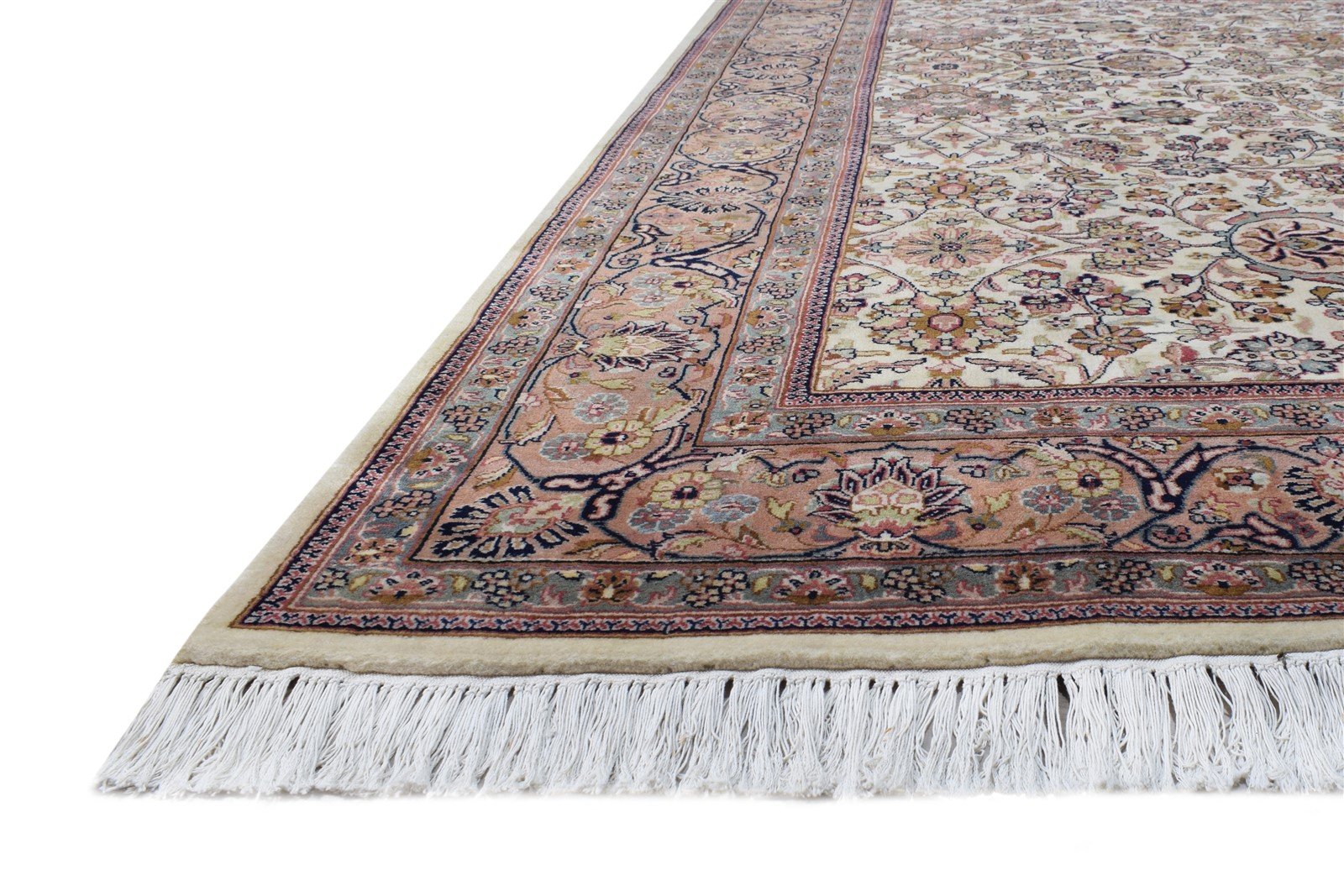 Hand Knotted Cream Wool Rug 7' X 10' Persian Kashan Oriental Large Carpet   7864641126549
