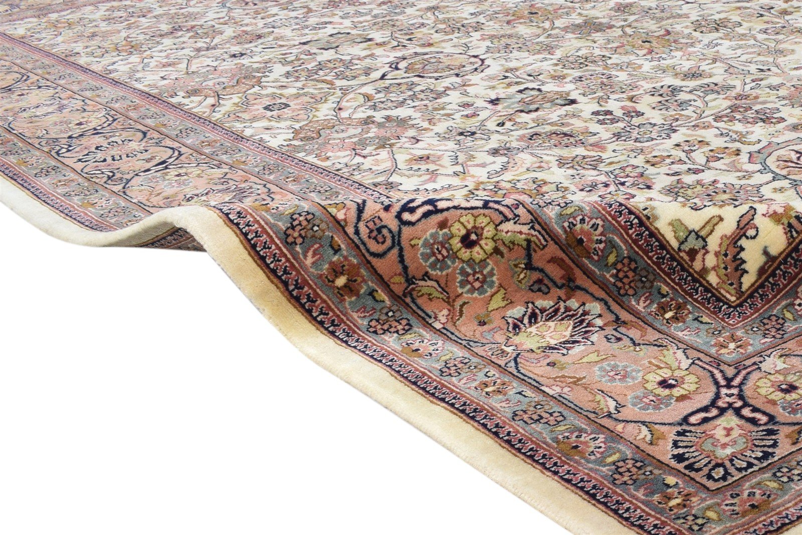 Hand Knotted Cream Wool Rug 7' X 10' Persian Kashan Oriental Large Carpet   7864641126549