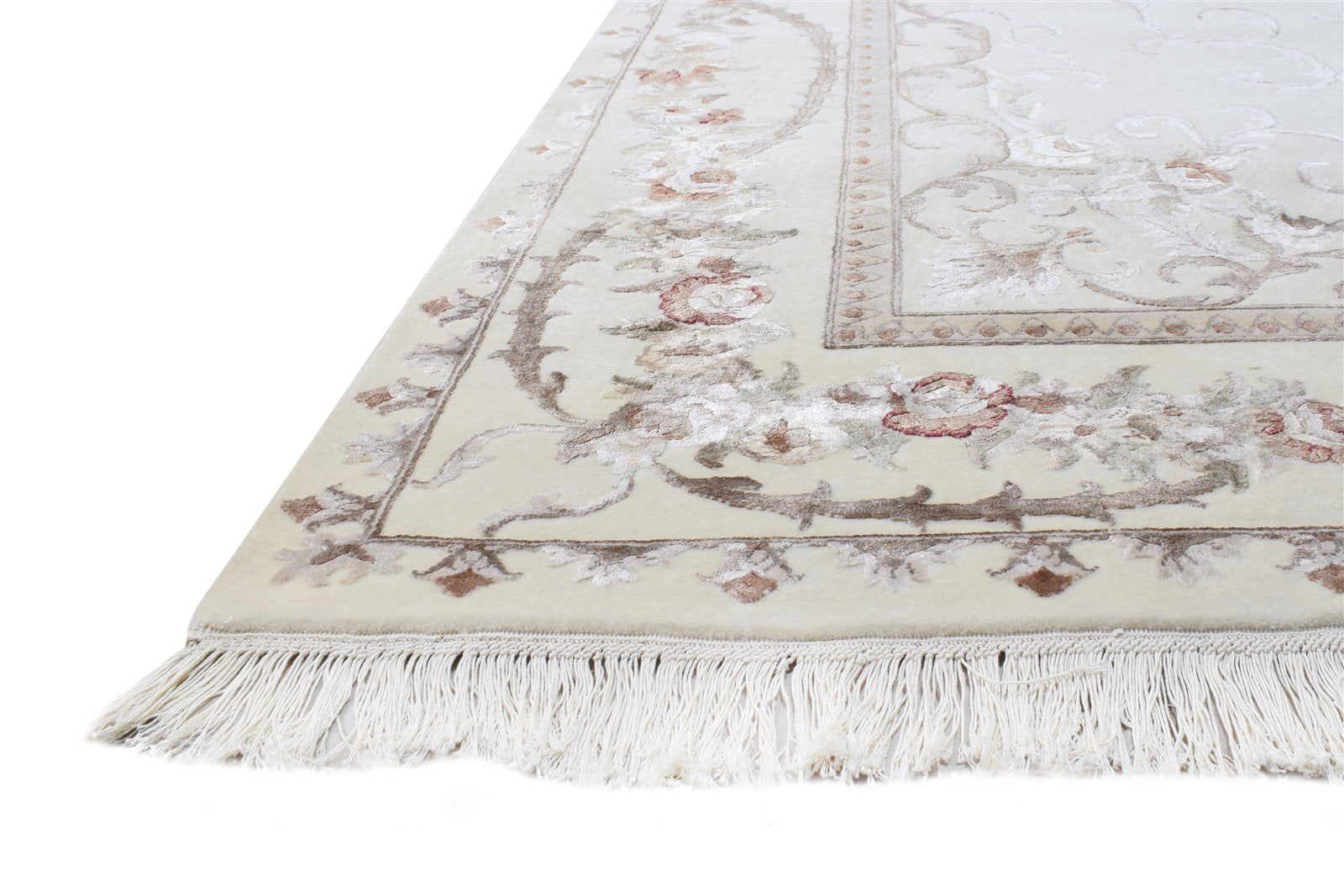 Hand Knotted Cream Wool / Silk Rug 6X10 Persien Abbuson Oriental Large Carpet   7865126125717