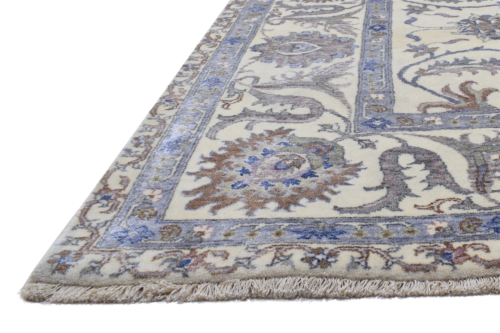 Hand Knotted Cream Wool Silk Rug 8' X 10' Persian Oushak Oriental Large Carpet   7864320721045