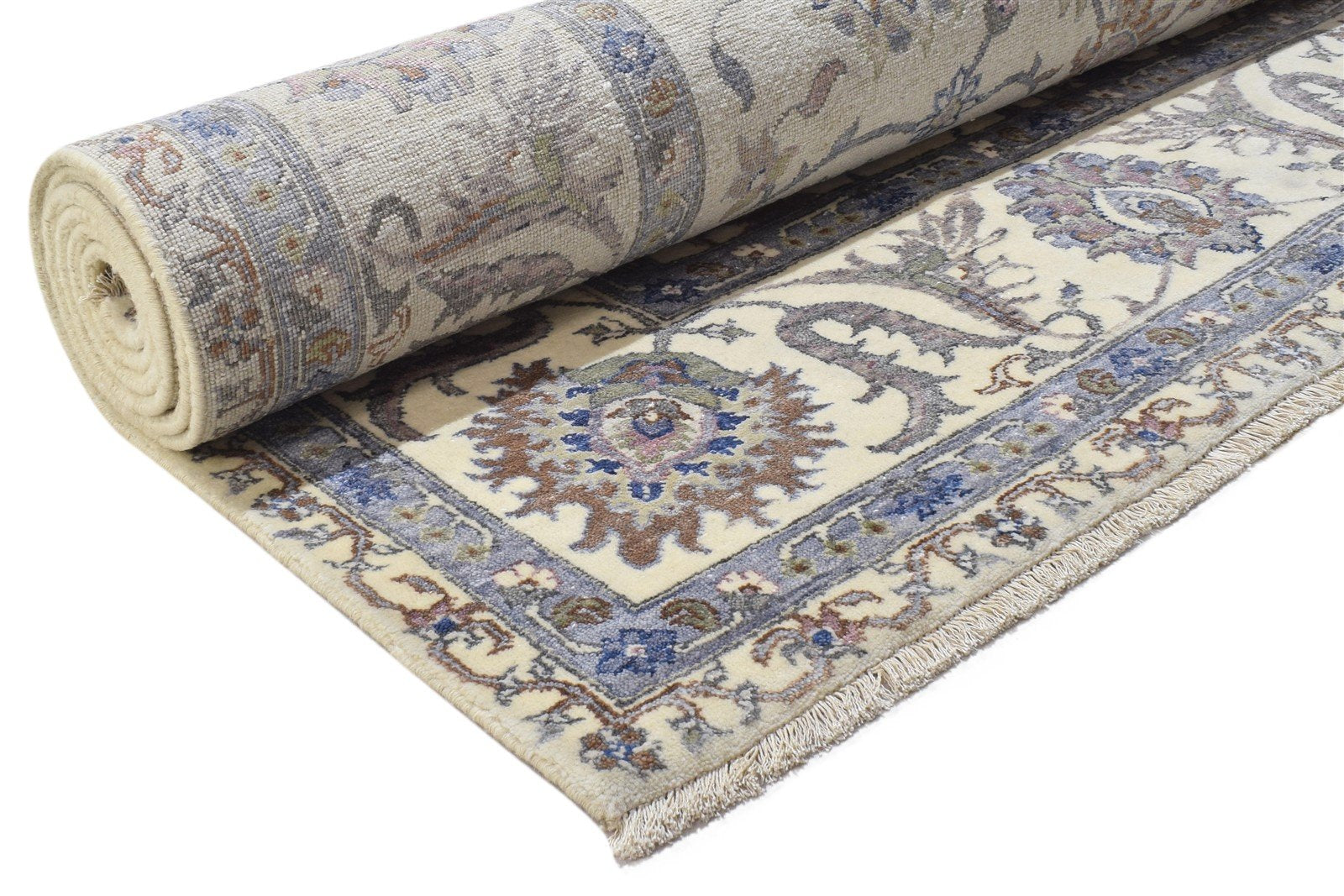 Hand Knotted Cream Wool Silk Rug 8' X 10' Persian Oushak Oriental Large Carpet   7864320721045