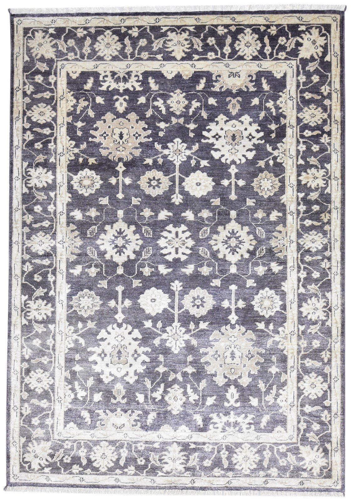 Hand Knotted Dark Grey Silk Rug 5X8 Persian Oushak Oriental Room Size Carpet   7864797233301