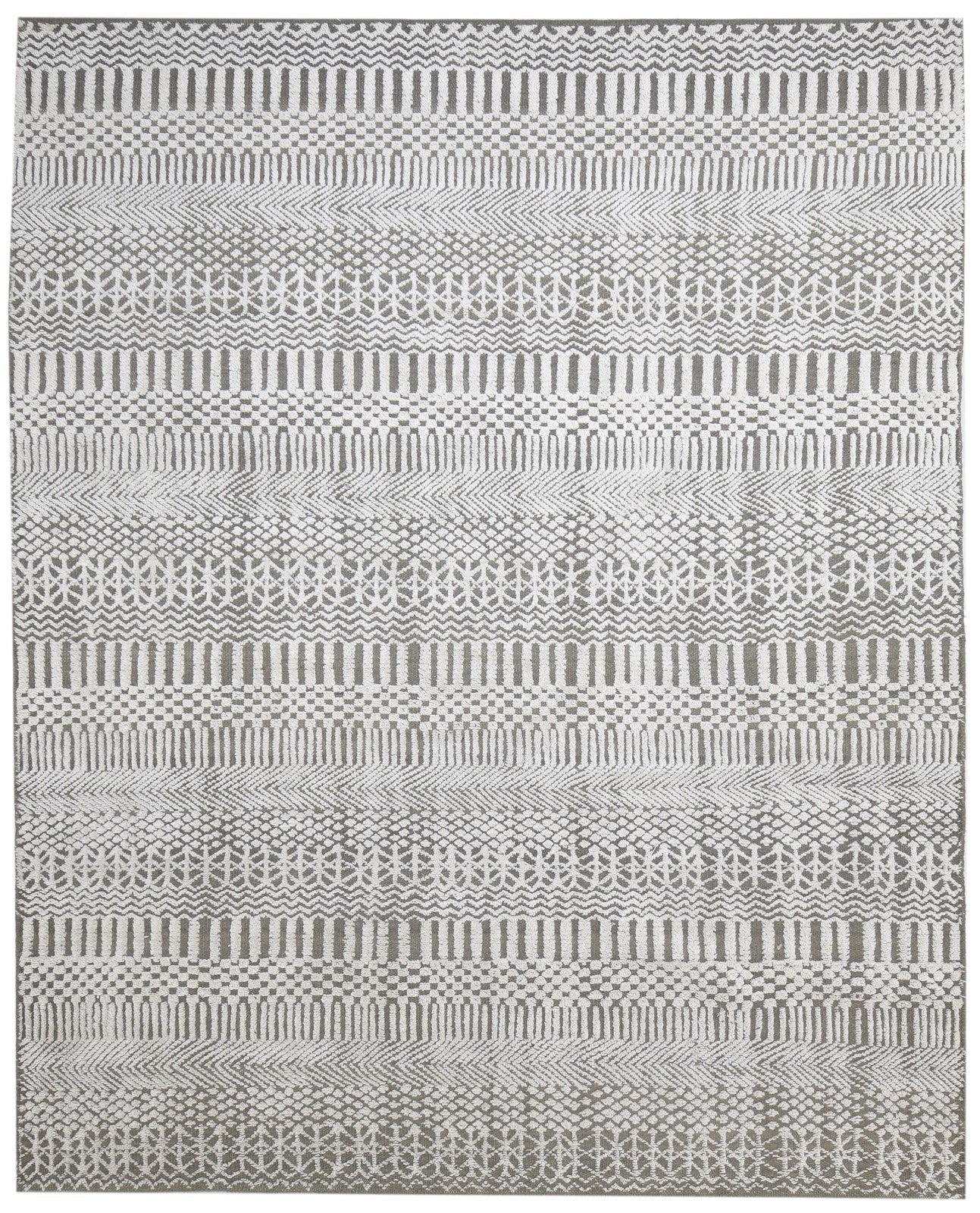 Hand Knotted Dark Grey Wool Rug 8X10 Modern Scandinavian Grass Trellis Large   7864401723541