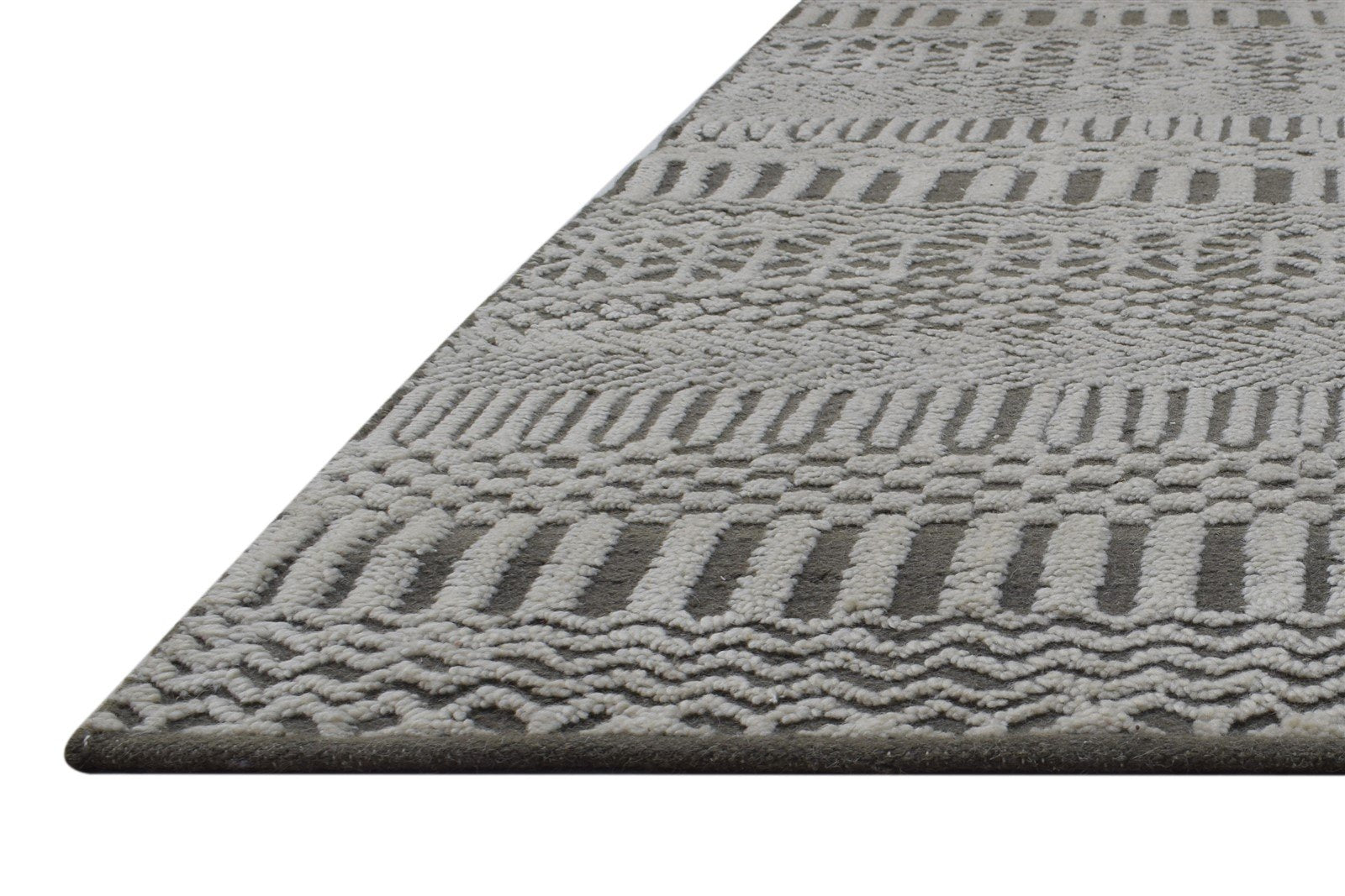Hand Knotted Dark Grey Wool Rug 8X10 Modern Scandinavian Grass Trellis Large   7864401723541