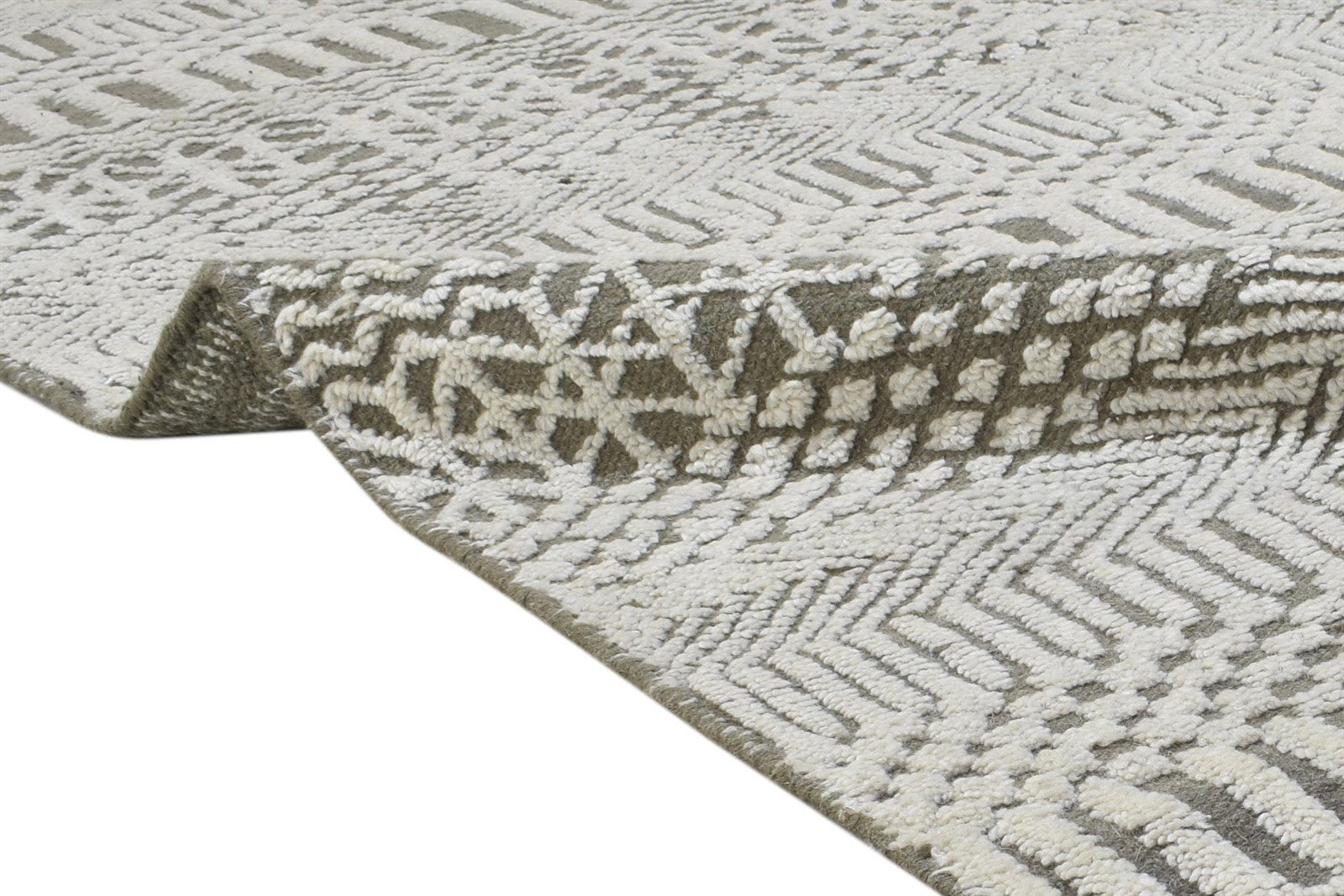 Hand Knotted Dark Grey Wool Rug 8X10 Modern Scandinavian Grass Trellis Large   7864401723541