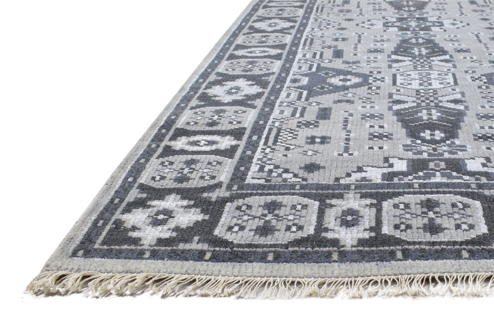 Hand Knotted Dark Grey Wool / Silk Rug 5X8 Persian Kazak Oriental Room Size   7864799821973