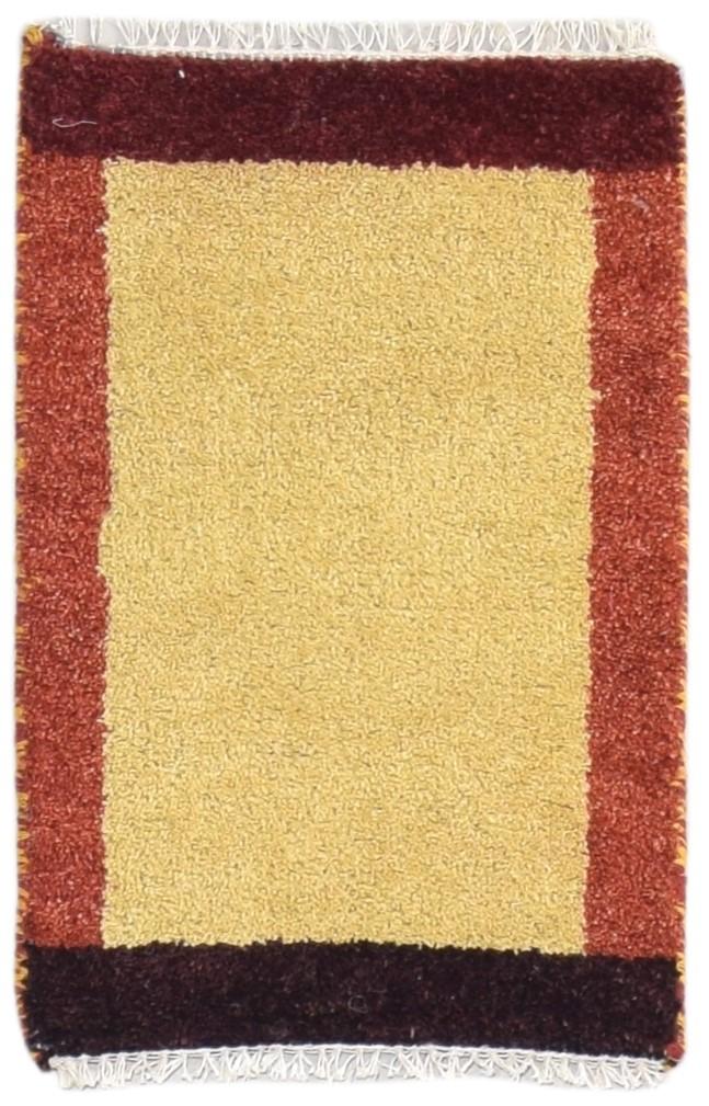 Hand Knotted Gold Wool Rug 1' X 2' Tribal Gabbeh Southwestern Small Carpet   7864498651285