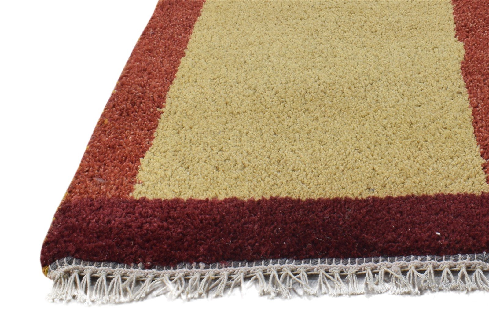 Hand Knotted Gold Wool Rug 1' X 2' Tribal Gabbeh Southwestern Small Carpet   7864498651285