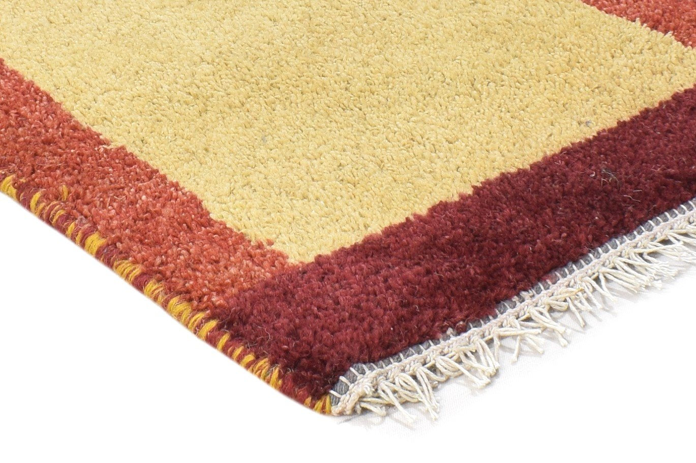 Sandhana Hand Knotted Gold Wool Rug 1' X 2' Tribal Gabbeh Southwestern   7864498651285