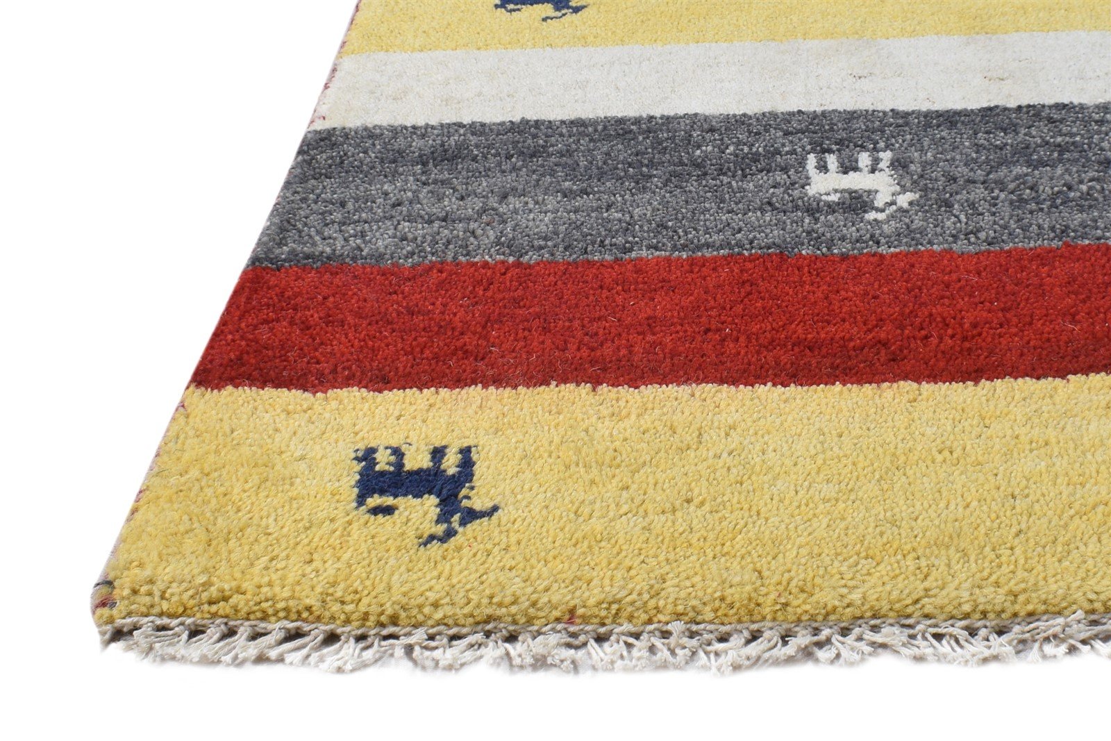 Hand Knotted Gold Wool Rug 2' X 3' Southwestern American Tribal Small Carpet   7865061933205