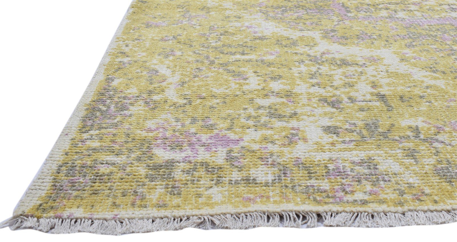 Hand Knotted Gold Wool Rug 6X9 Persian Heriz-Indian Distressed Room Size Carpet   7864082432149