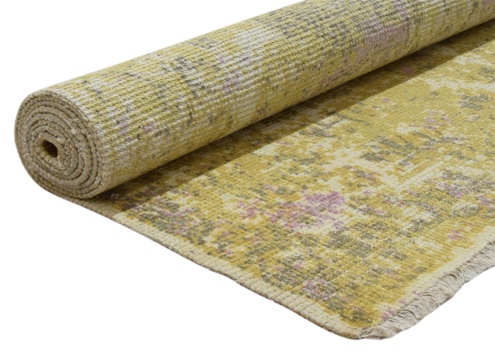 Hand Knotted Gold Wool Rug 6X9 Persian Heriz-Indian Distressed Room Size Carpet   7864082432149