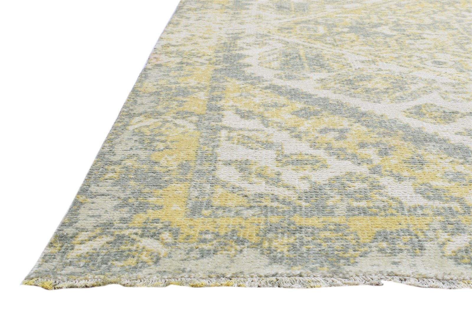 Hand Knotted Gold Wool Rug 6X9 Persian Heriz-Indian Distressed Room Size Carpet   7864082137237