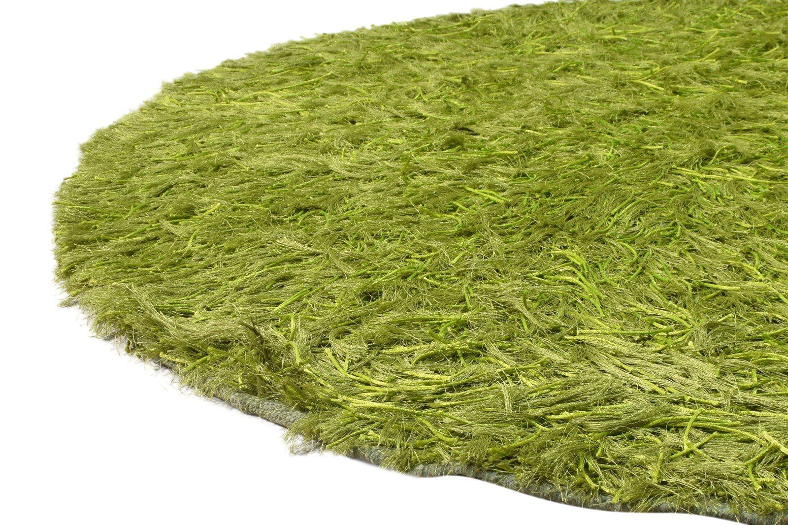 Hand Knotted Green Polyester Rug 5' X 6' Shag Indian Modern Room Size Carpet   7865129173141