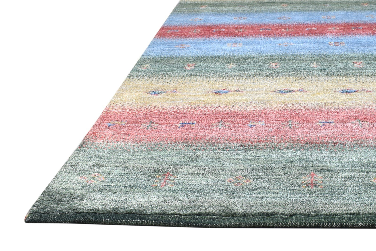Hand Knotted Green Rayon From Bamboo Rug 4X6 Tribal Gabbeh Modern Room Size   7865129336981