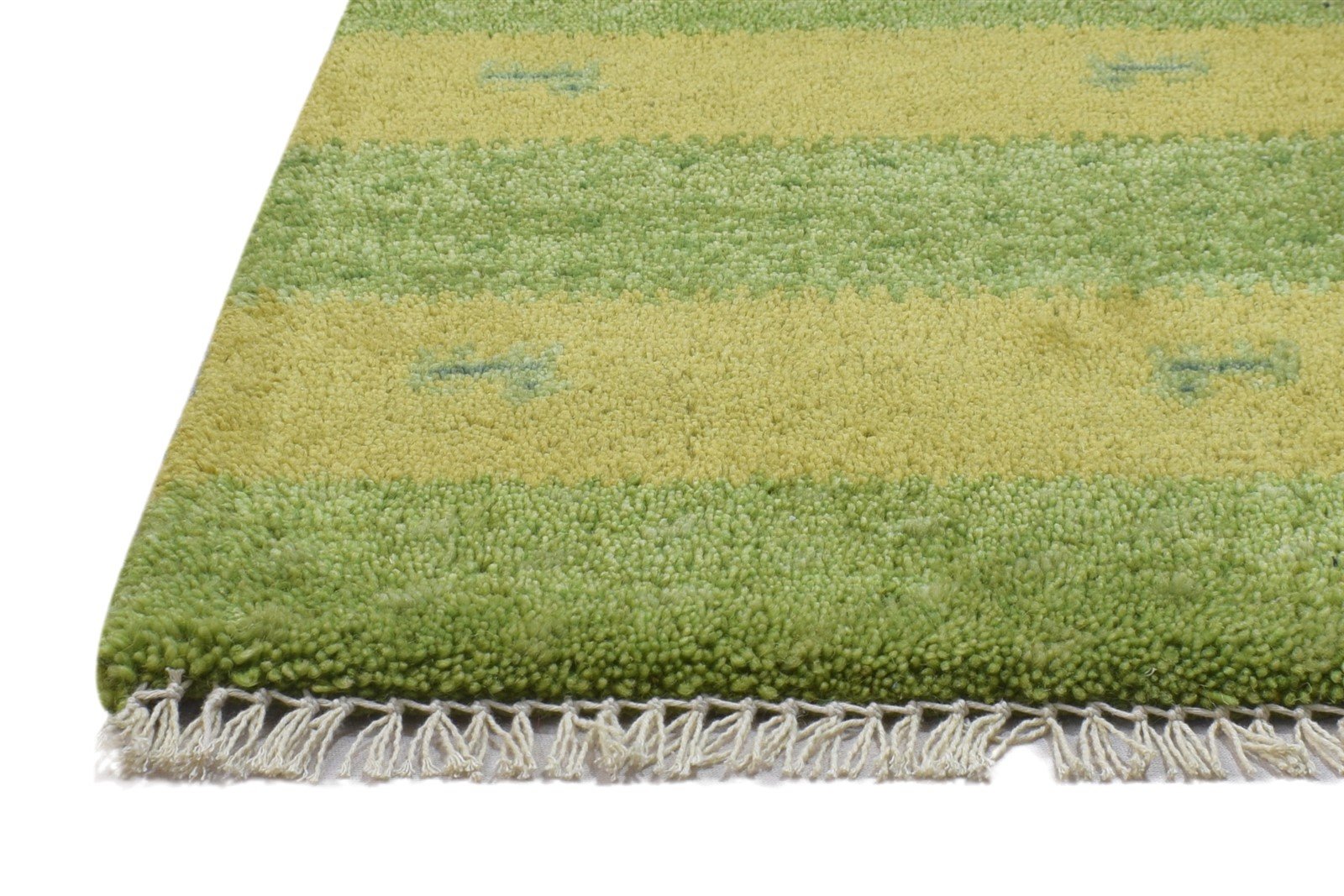 Hand Knotted Green Wool Rug 1' X 2' Persian Gabbeh Southwestern Small Carpet   7864203870357