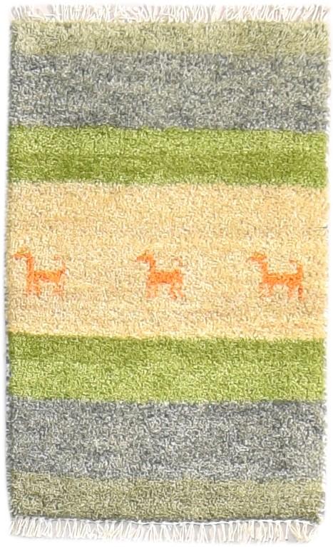 Hand Knotted Green Wool Rug 1' X 2' Southwestern American Tribal Small Carpet   7865085984917