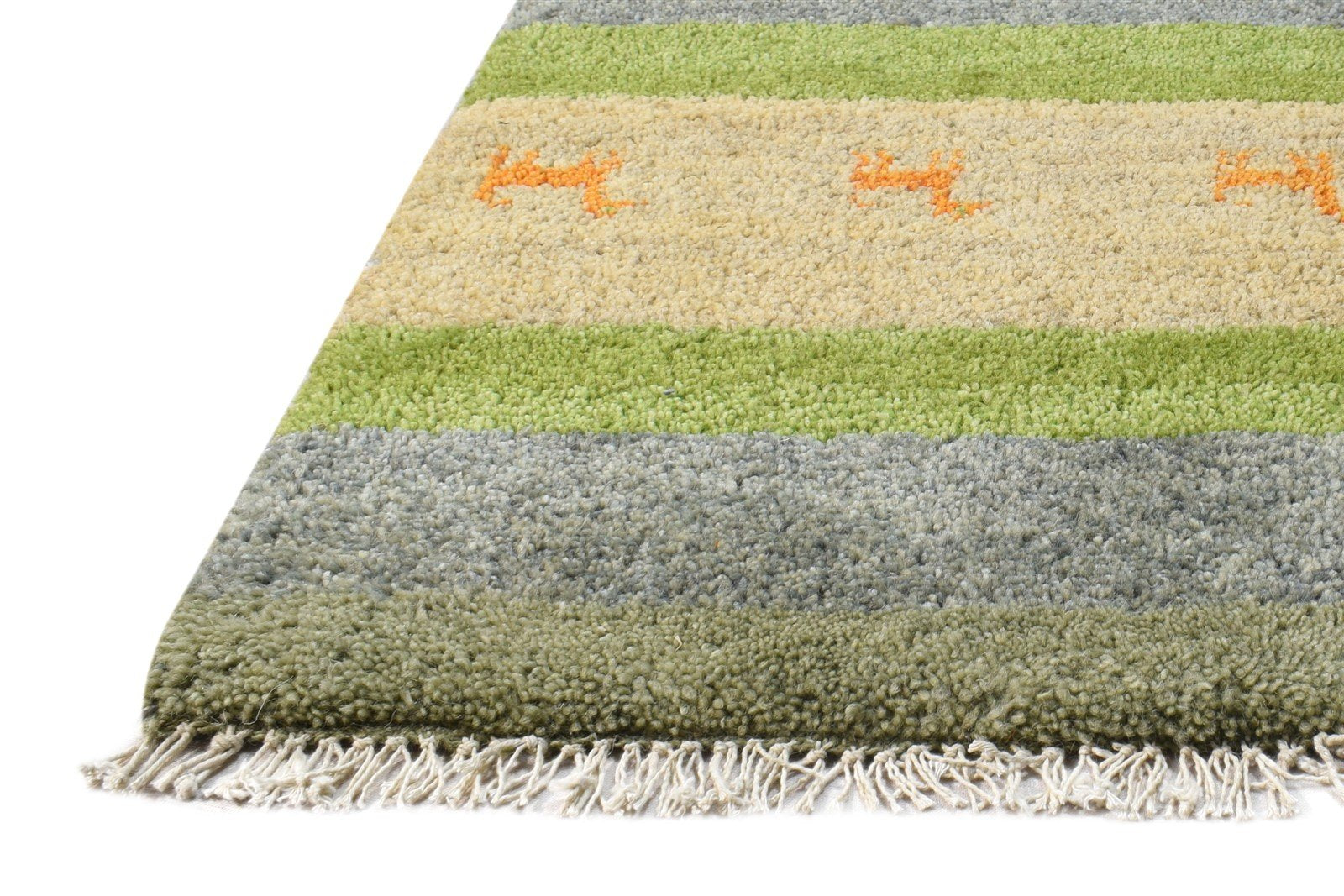 Hand Knotted Green Wool Rug 1' X 2' Southwestern American Tribal Small Carpet   7865085984917