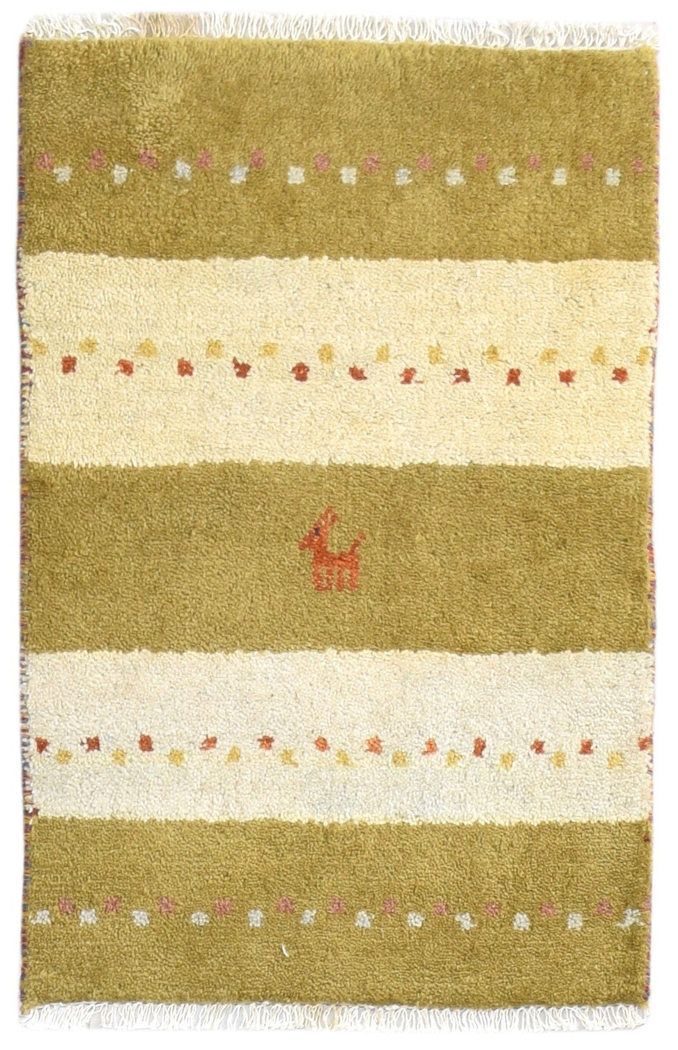 Hand Knotted Green Wool Rug 2' X 3' Tribal Gabbeh Southwestern Small Carpet   7864809422997
