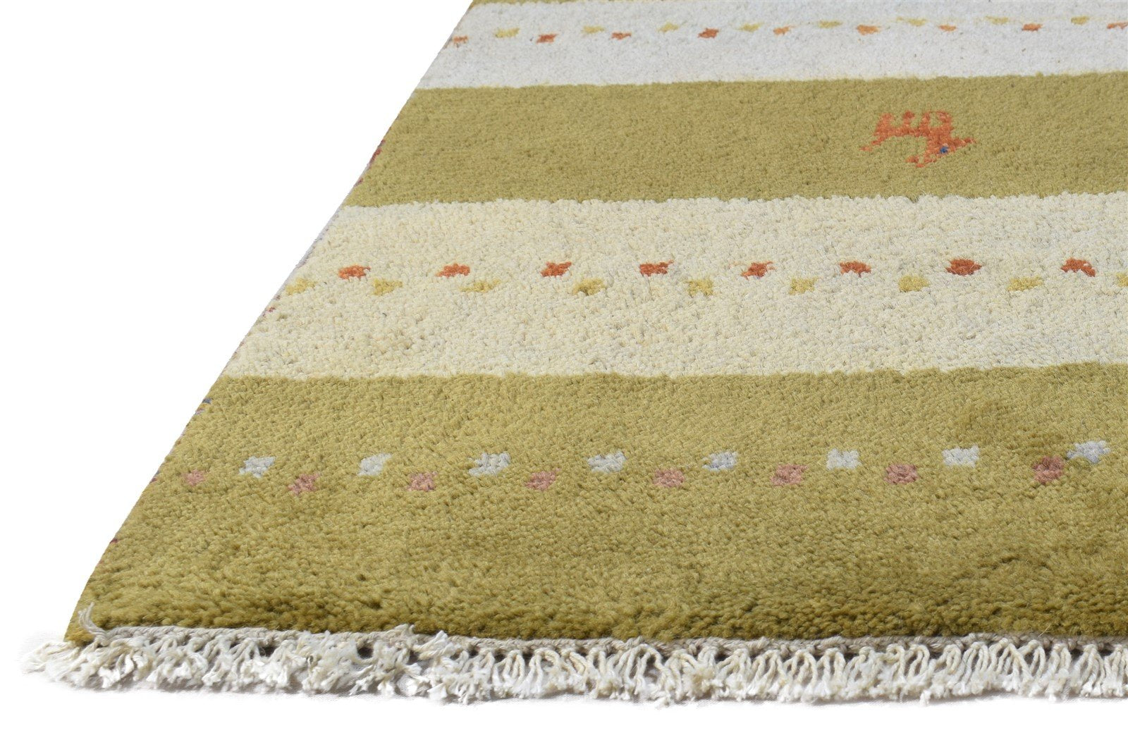 Hand Knotted Green Wool Rug 2' X 3' Tribal Gabbeh Southwestern Small Carpet   7864809422997