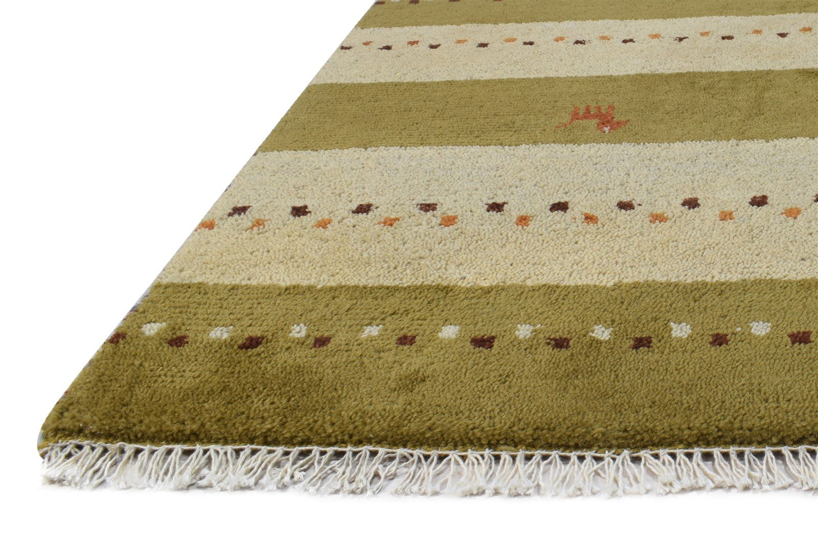 Hand Knotted Green Wool Rug 2' X 3' Tribal Gabbeh Southwestern Small Carpet   7864502550677