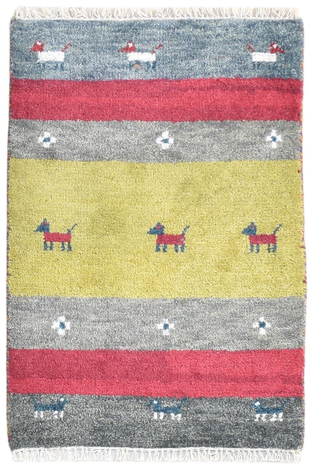 Hand Knotted Green Wool Rug 2' X 3' Tribal Gabbeh Southwestern Small Carpet   7864510447765