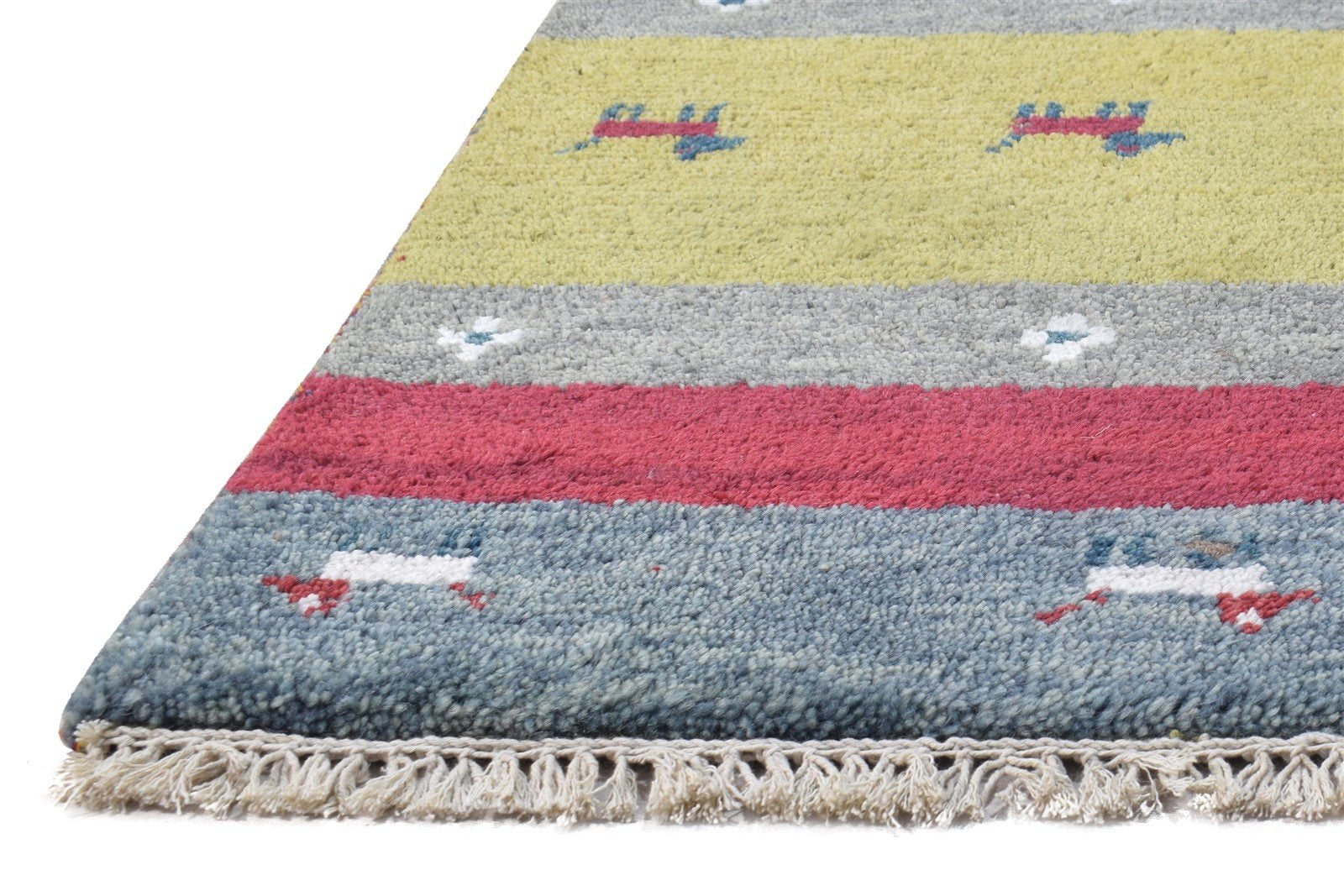 Hand Knotted Green Wool Rug 2' X 3' Tribal Gabbeh Southwestern Small Carpet   7864510447765