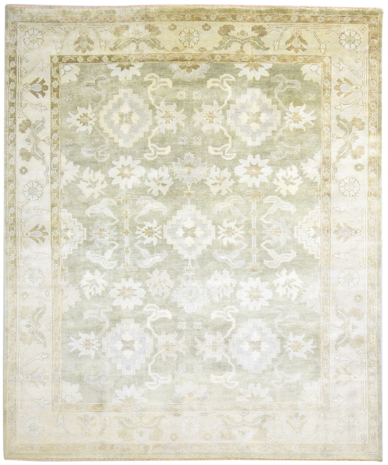 Hand Knotted Green Wool Rug 8' X 10' Persian Oushak Oriental Large Carpet   7865009635477