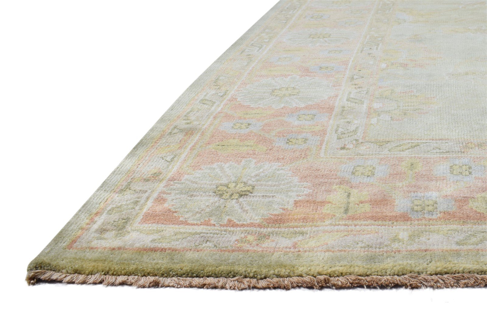 Hand Knotted Green Wool Rug 8' X 10' Persian Oushak Oriental Large Carpet   7865010716821