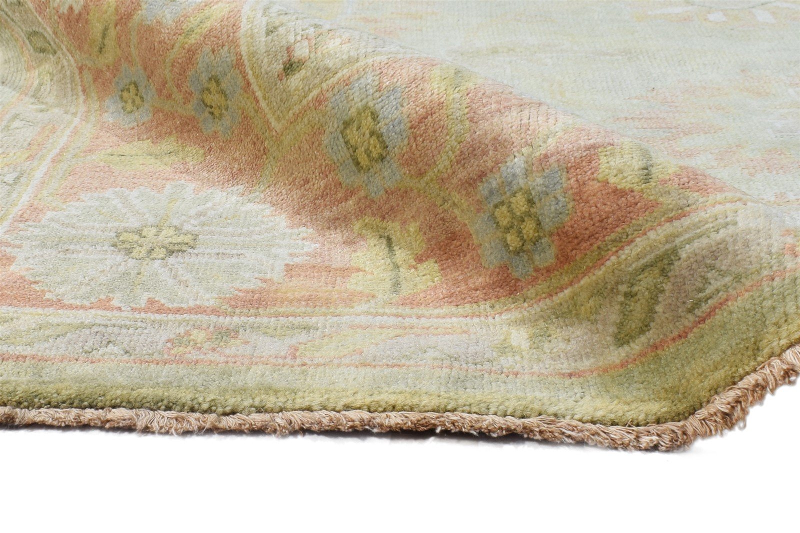 Hand Knotted Green Wool Rug 8' X 10' Persian Oushak Oriental Large Carpet   7865010716821