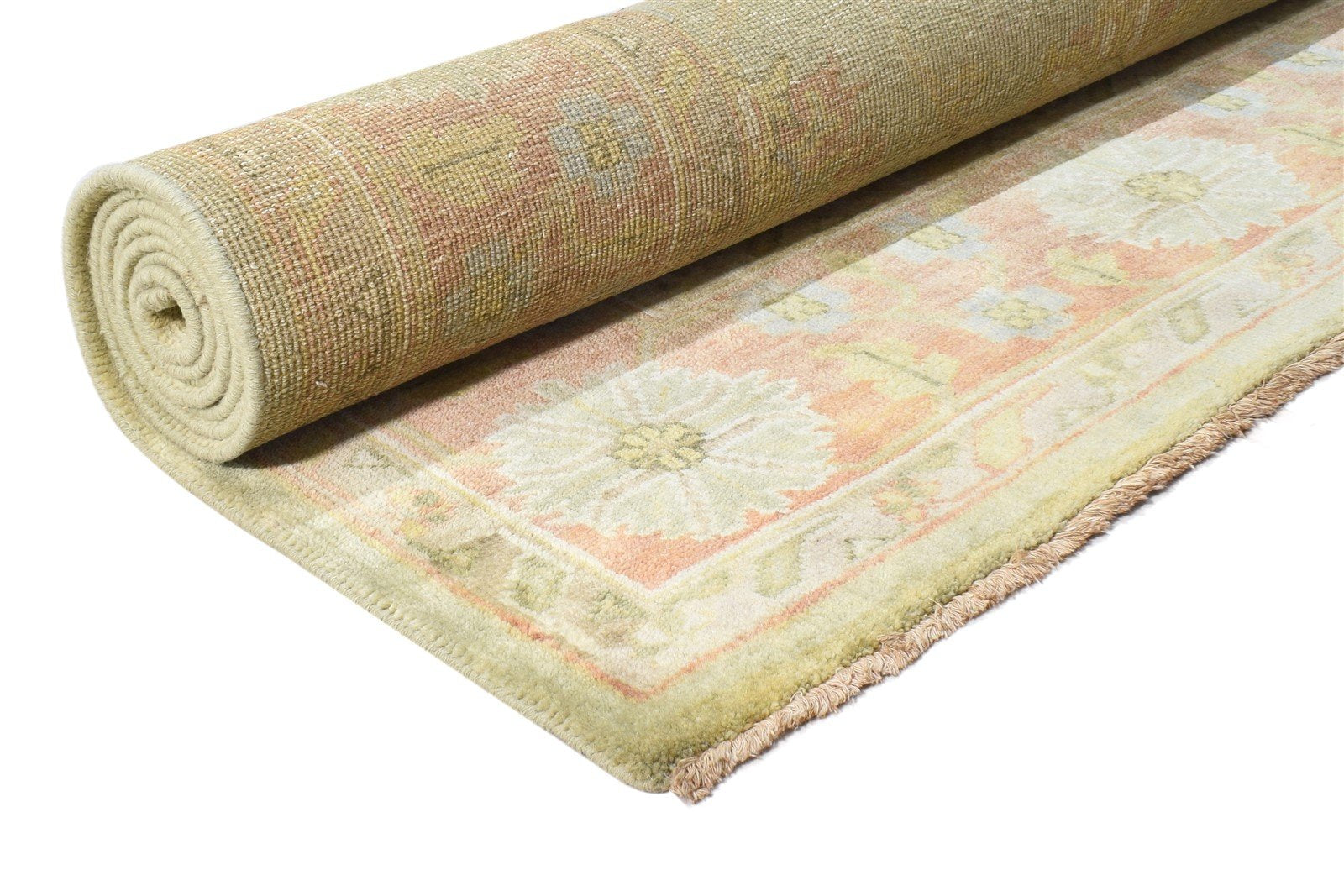 Hand Knotted Green Wool Rug 8' X 10' Persian Oushak Oriental Large Carpet   7865010716821