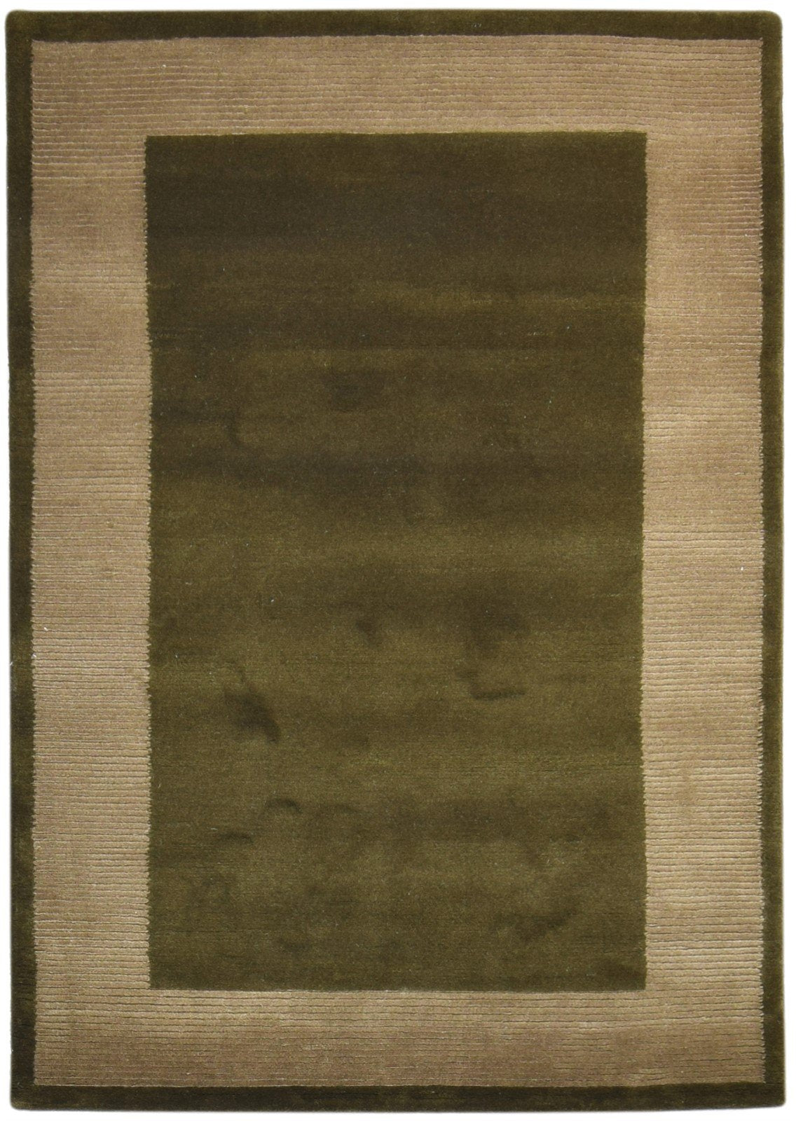 Hand Knotted Green Wool / Silk Rug 4X6 Modern Scandinavian Bordered Room Size   7865108168853