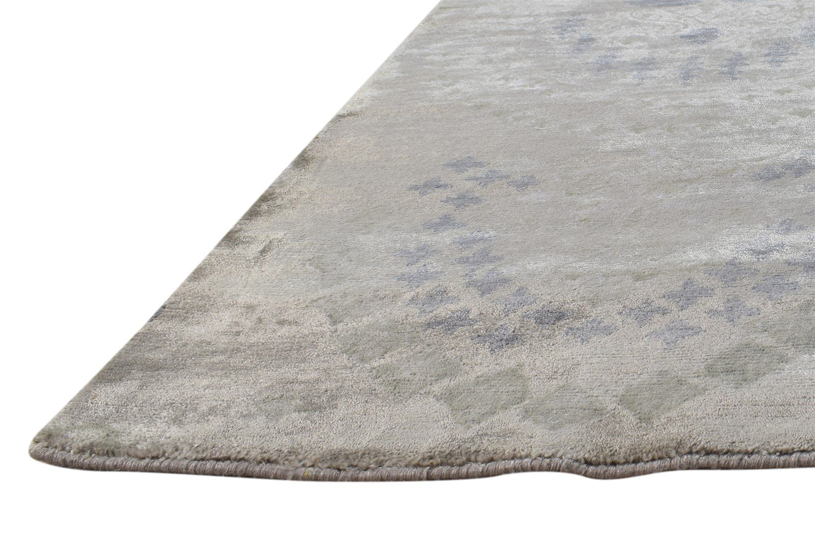 Hand Knotted Grey Silk Rug 2' X 4' Modern American Abstract Small Carpet   7865107841173