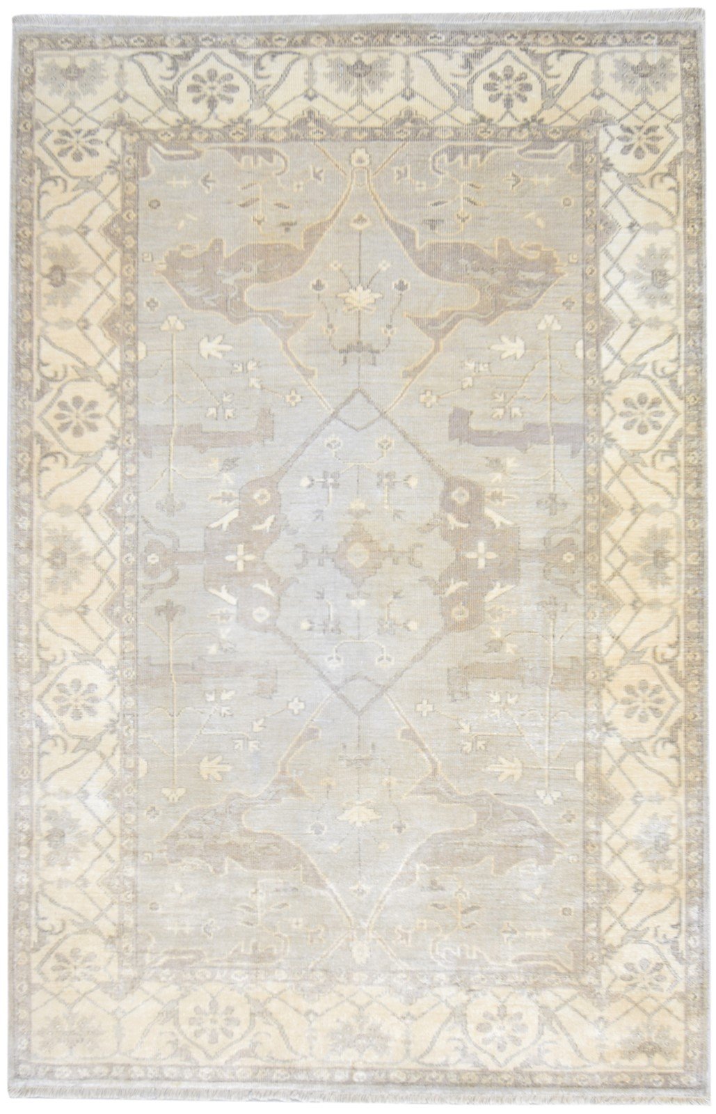 Hand Knotted Grey Silk Rug 6' X 8' Persian Oushak Oriental Room Size Carpet   7864800739477