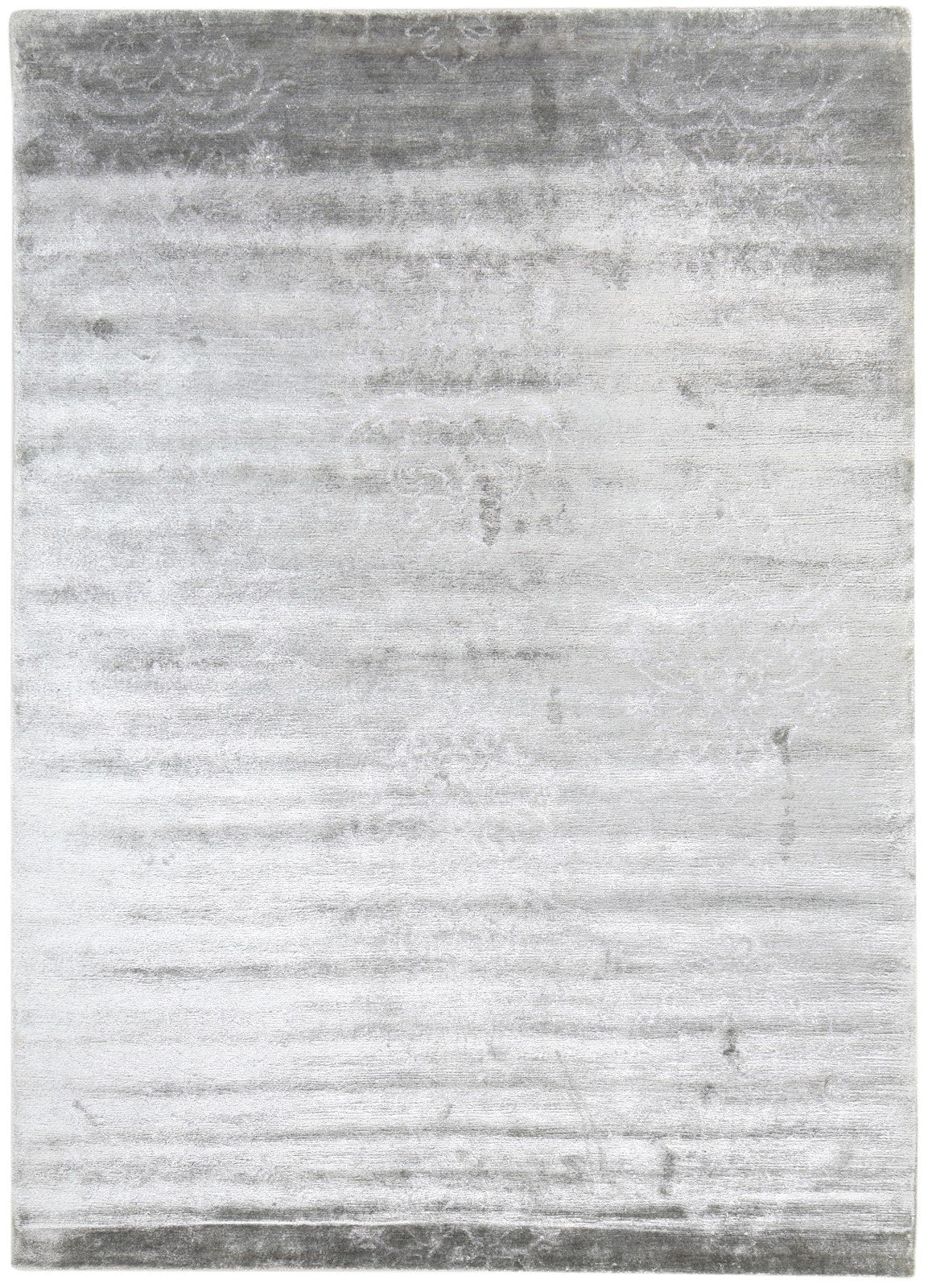 Hand Knotted Grey Silk Rug 6' X 9' Modern American Abstract Large Carpet   7865070649493