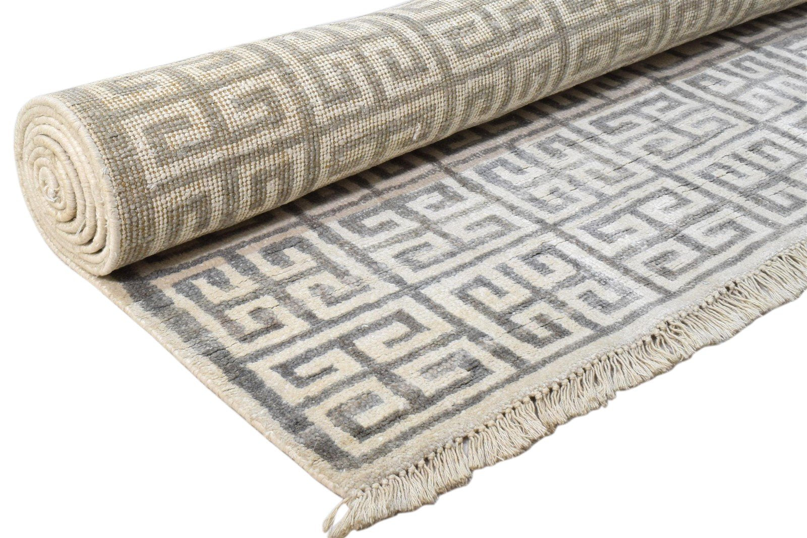 Hand Knotted Grey Silk Rug 6' X 9' Modern Moroccan Trellis Large Carpet   7860694057109