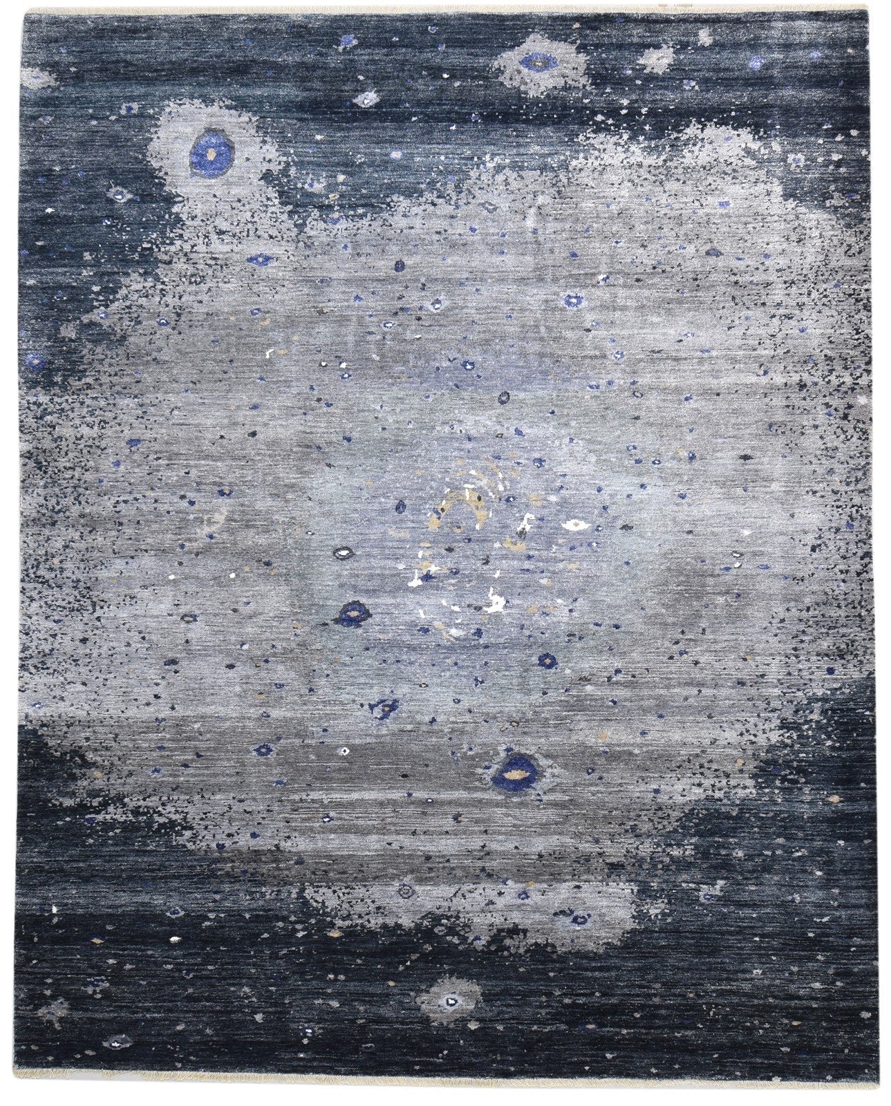 Hand Knotted Grey Silk Rug 8' X 10' Modern Indian Abstract Large Carpet   7864325111957