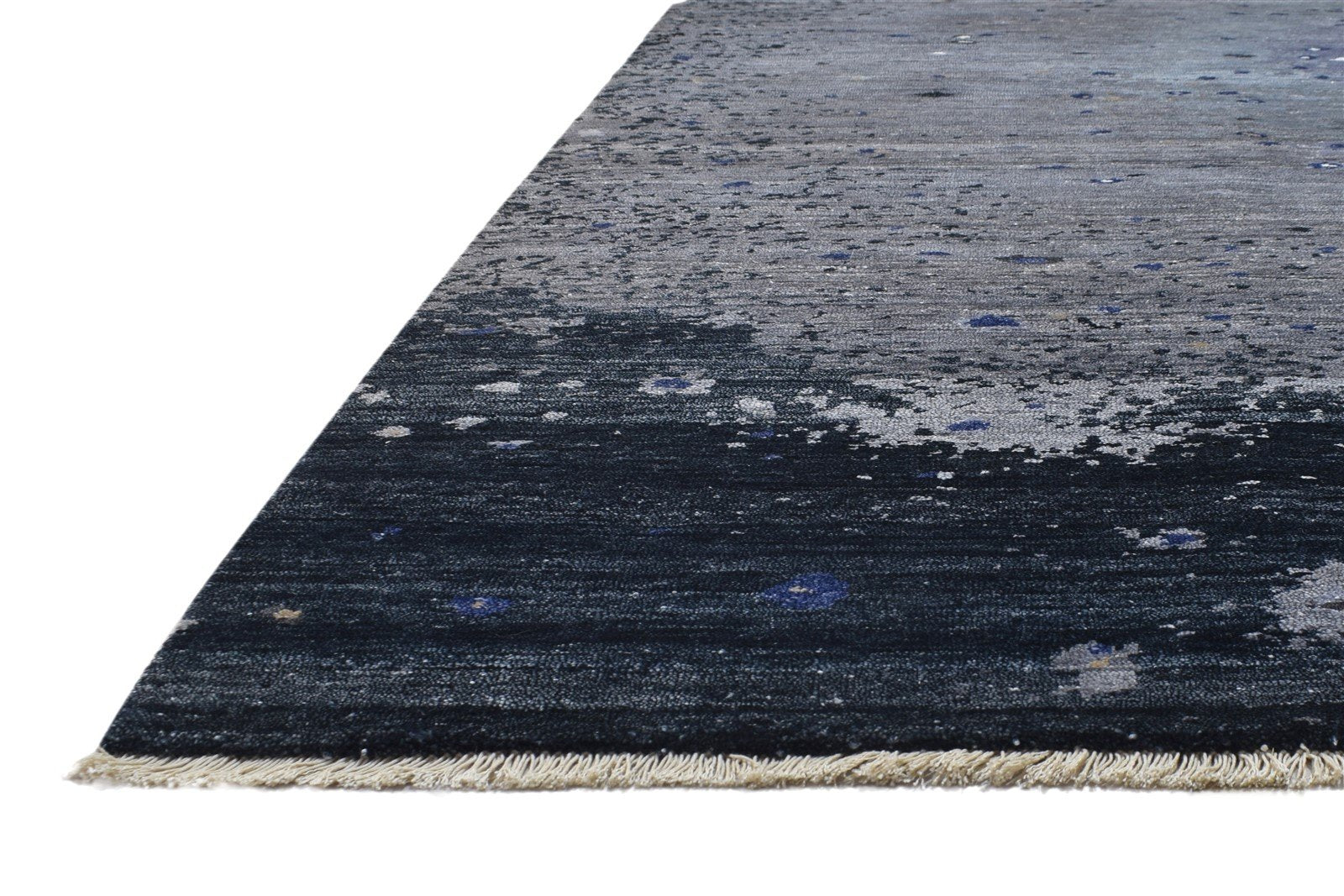 Hand Knotted Grey Silk Rug 8' X 10' Modern Indian Abstract Large Carpet   7864325111957