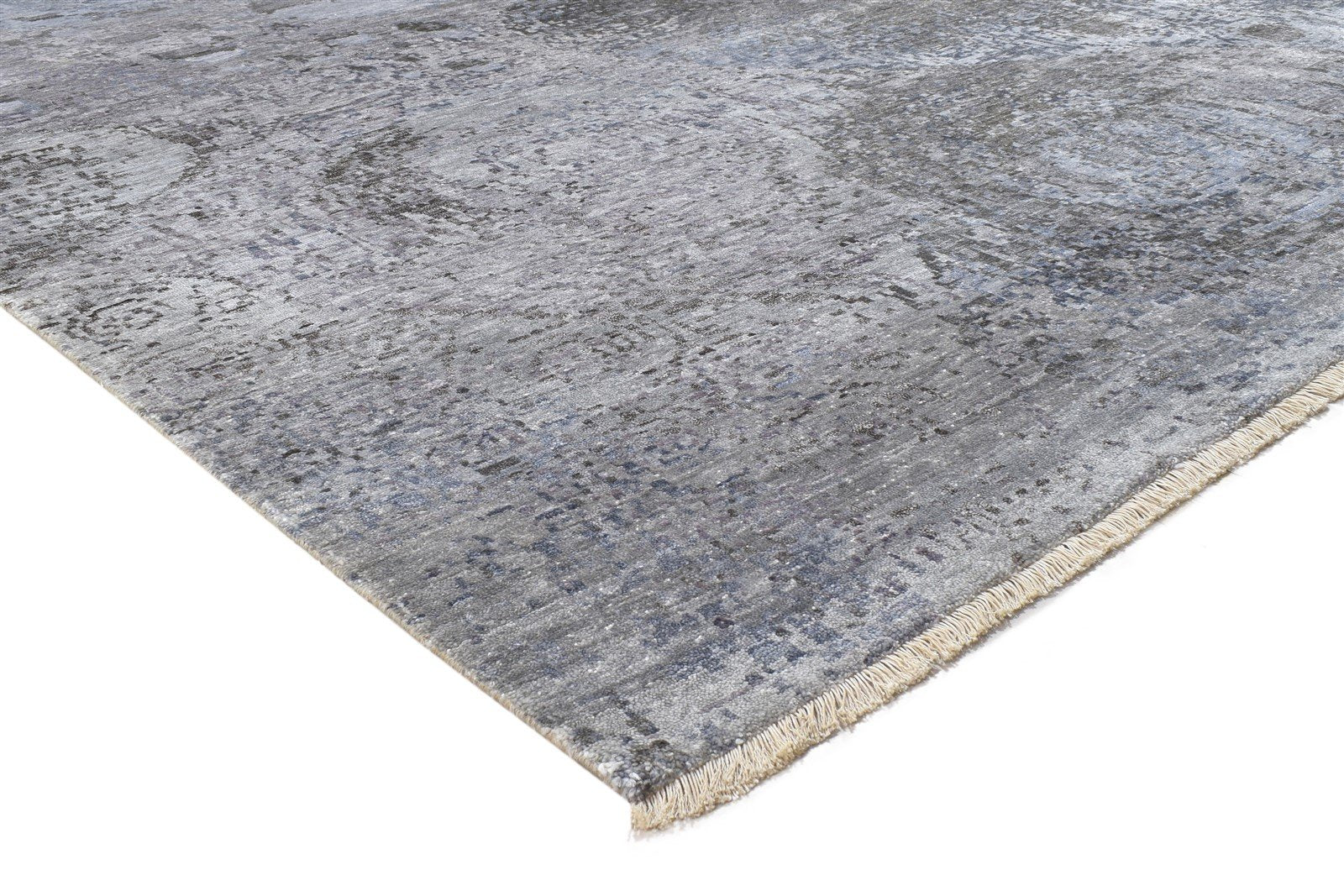 Hand Knotted Grey Silk Rug 8' X 10' Modern Indian Abstract Large Carpet   7864320131221