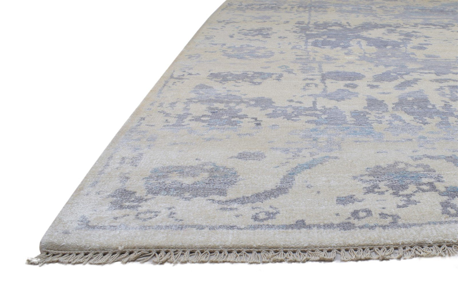 Hand Knotted Grey Silk Rug 8' X 10' Persian Oushak Abstract Large Carpet   7864191418517