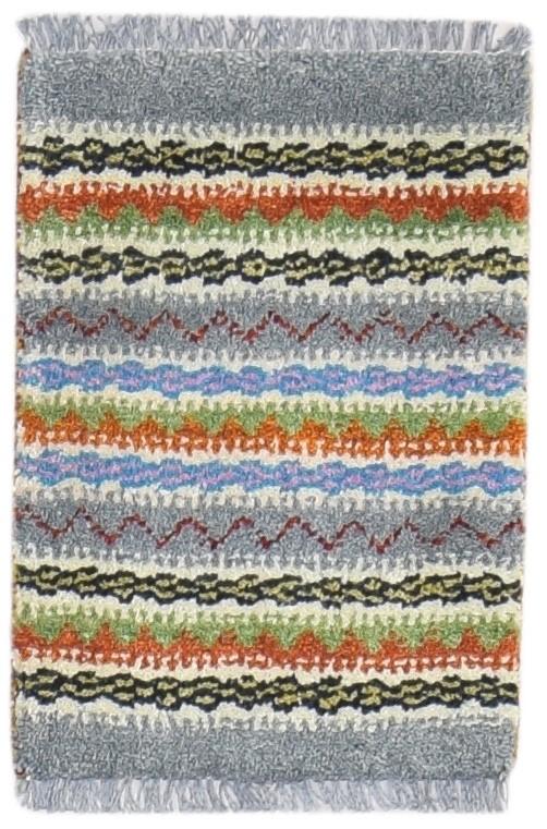 Hand Knotted Grey Wool Rug 1' X 2' Persian Gabbeh Southwestern Small Carpet   7864215339157