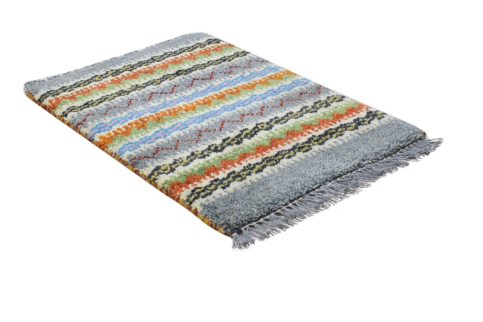 Hand Knotted Grey Wool Rug 1' X 2' Persian Gabbeh Southwestern Small Carpet   7864215339157