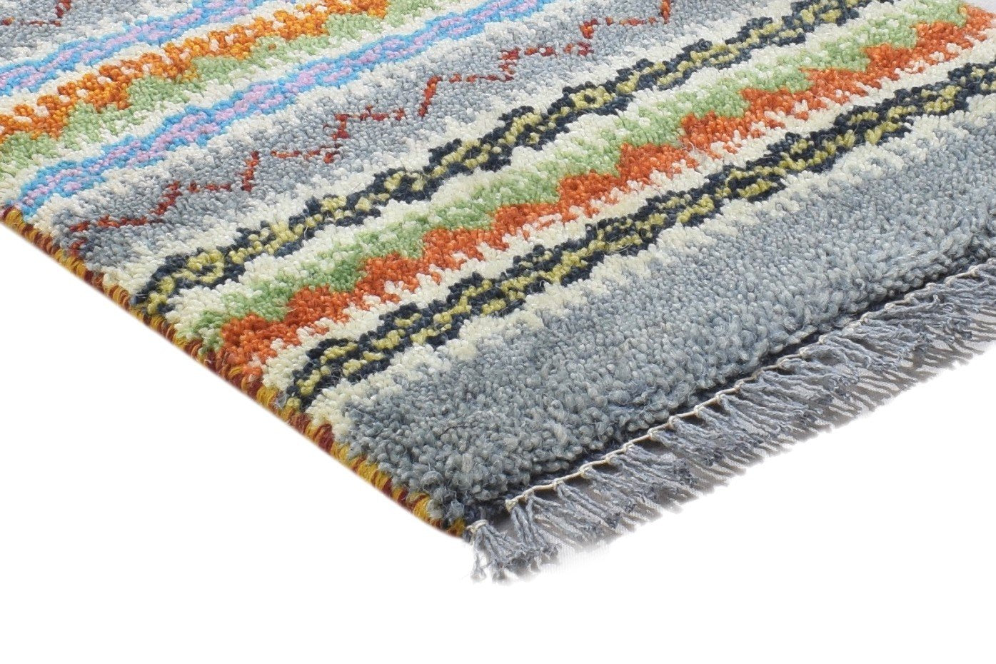 Hand Knotted Grey Wool Rug 1' X 2' Persian Gabbeh Southwestern Small Carpet   7864215339157